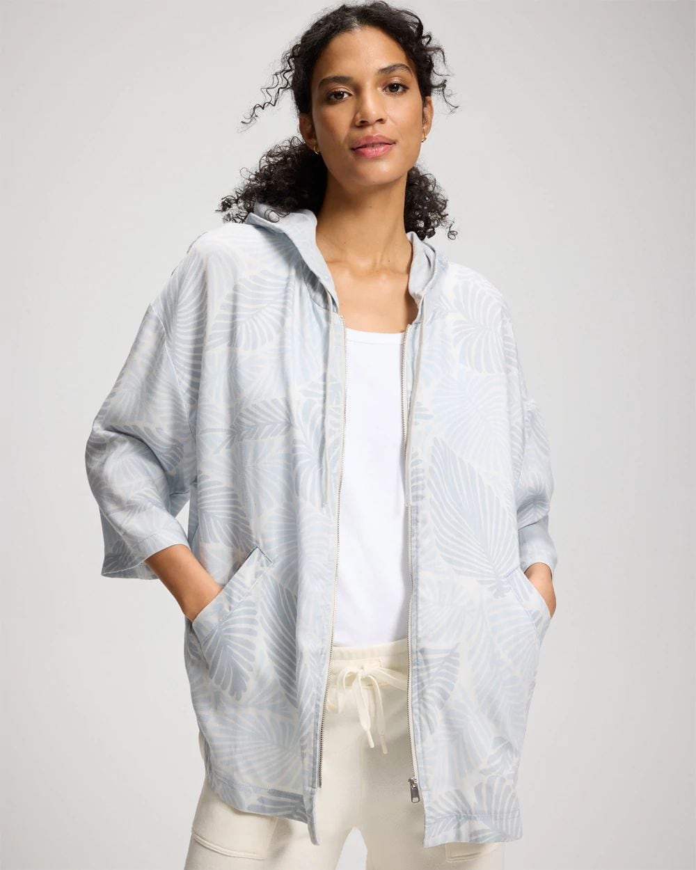Chambray Oversized Zip-Up Jacket | Soma